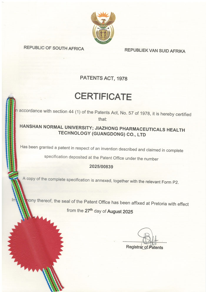 South African Invention Certificate